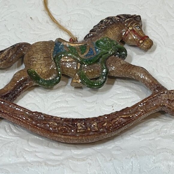 Glitter Rocking Horse Hanging Christmas Tree Ornament 5"x3" - Picture 8 of 11
